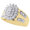 10K Yellow Gold Genuine Diamond Cluster Head Right Hand Promise Ring 1/2 CT.
