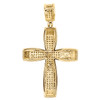 10K Gold Canary Yellow Diamond Domed Cross Pendant Mens Pave Set Charm 0.44 CT.
