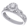 14K White Gold Solitaire Diamond Halo Infinity Engagement Ring Bridal Set 1/2 Ct