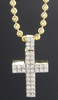 Diamond Mini Cross Pendant 10K Yellow Gold Round Cut Prong Set Charm 1.10 Ct.
