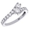 14K White Gold Two Stone Round Cut Solitaire Diamond Bypass Engagement Ring 1 Ct