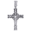 Diamond Cross Charm 10K White Gold Mens Jesus Round Cut Fashion Pendant 1 Ct.