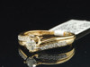 Round Solitaire Diamond Engagement Ring 14K Yellow Gold Swirl Design 0.48 Ct