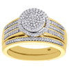 10K Yellow Gold Diamond Wedding Bridal Set Circle Halo Engagement Ring 0.40 Ct.