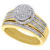 10K Yellow Gold Diamond Wedding Bridal Set Circle Halo Engagement Ring 0.40 Ct.