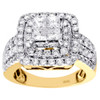 14K Yellow Gold Princess Cut Diamond Wedding Engagement Double Halo Ring 2.50 CT