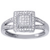 Diamond Square Engagement Ladies 10k White Gold Round Cut Wedding Ring 0.20 Ct.