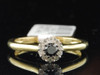 Black Solitaire Diamond Engagement Ring 10K Yellow Gold Halo Round Cut 1/4 Ct