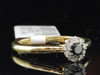 Black Solitaire Diamond Engagement Ring 10K Yellow Gold Halo Round Cut 1/4 Ct