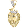 Yellow Diamond Lion Pendant Mens 10K Gold Round Cut Pave Head Charm 0.63 Tcw.