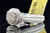 Diamond Halo Engagement Ring 10K White Gold Round Cut Pave 1.10 Ct