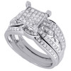 Diamond Bridal Set .925 Sterling Silver Antique Filigree Engagement Ring 0.57 Ct