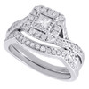 Diamond Solitaire Engagement Ring White Gold Princess Halo Bridal Set 0.63 Tcw.