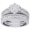 Diamond Bridal Set White Gold Round Solitaire Wedding Engagement Ring 1.50 Tcw