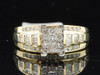 Ladies 10K Yellow Gold Princess & Round Cut Diamond Engagement Ring Wedding Band