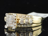 Ladies 10K Yellow Gold Princess & Round Cut Diamond Engagement Ring Wedding Band