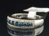 Ladies 10K White Gold Blue & White Diamond Engagement Ring Wedding Band 0.52 Ct.