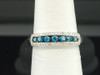 Ladies 10K White Gold Blue & White Diamond Engagement Ring Wedding Band 0.52 Ct.