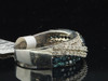 Blue Diamond Band Ladies .925 Sterling Silver Round Pave Fashion Ring 0.55 Tcw