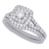 14K White Gold Solitaire Diamond Bridal Set Square Engagement Ring + Band 1 Ct