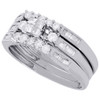 10K White Gold Princess Cut Diamond Wedding Ring Band 3 Piece Bridal Set 0.60 ct