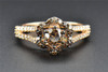 Brown Solitaire Diamond Engagement Ring Star Halo Round Cut 14K Rose Gold .96 Ct