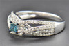 Blue Diamond Engagement Ring Princess & Round Cut Ladies 14K White Gold 1/2 Ct
