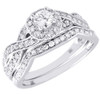 Diamond Bridal Set 14K White Gold Round Solitaire Infinity Wedding Ring 0.78 Tcw