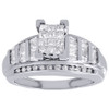 10K White Gold Ladies Princess Cut Diamond Wedding Engagement Ring Set 0.90 Ct.