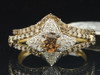Ladies 10K White Gold Brown Solitaire Diamond Engagement Ring Bridal Set 1.33ct.