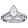 14K White Gold Pear Solitaire Diamond w/ Halo Engagement Ring Bridal Set 1 Ct.