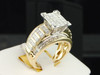 Diamond Engagement Ring 14K Yellow Gold Princess Round & Baguette Cut 2 Ct