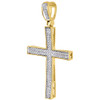 Diamond Mini Cross Pendant 10K Yellow Gold 0.33 Ct. Pave Concave Charm 1.62"