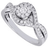 Diamond Engagement Ring Ladies 14K White Gold Solitaire Round Infinity 1/2 Tcw.