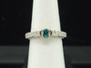 14k Yellow Gold Round Cut Blue Diamond Solitaire 3 Stone Engagement Ring 1.25 Ct