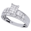 Diamond Engagement Ring 10K White Gold Princess Round Baguette 1/2 Ct