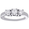 14K White Gold Round Cut Solitaire Diamond 3 Stone Wedding Engagement Ring 1 CT.