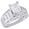 Diamond Engagement Wedding Ring Ladies 14K White Gold Princess Baguette Cut 1 Ct