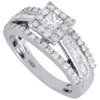 Diamond Wedding Ring 14K White Gold Solitaire Princess Engagement Halo 1.05 Tcw.