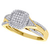 10K Yellow Gold Diamond Ladies Square Halo Split Shank Engagement Ring 0.10 Ct.