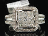 Diamond Halo Engagement Ring 14K White Gold Princess & Round Cut 1 Ct