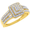Diamond Engagement Wedding Ring 10K Yellow Gold Round Pave Square Head 0.15 Ct.