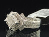 Diamond Square Engagement Ring w/ Halo 10K White Gold Pave Round Cut 0.40 Ct