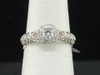 Solitaire Diamond Halo Engagement Ring 14K White Gold Flower Design 1/2 Ct