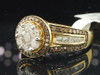 Brown Diamond Flower Engagement Ring 10K Yellow Gold Round Princess Cut 1.39 Ct