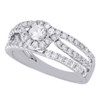 14K White Gold Round Solitaire Diamond Bypass Twist Engagement Ring 1.06 Ct.
