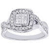 10K White Gold Round Cut Wedding Diamond Engagement Bridal Halo Ring 0.33 Ct.