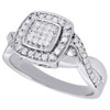 10K White Gold Round Cut Wedding Diamond Engagement Bridal Halo Ring 0.33 Ct.