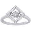 10K White Gold Round Dancing Diamond Promise Engagement Square Halo Ring .19 Ct.
