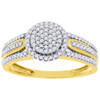 Round Diamond Engagement Wedding Ring 10K Yellow Gold Pave Halo Head 0.25 Ct.